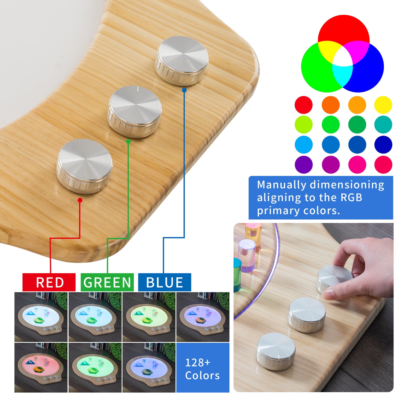 Knob hand adjustable color light game board