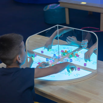 LED Sensory Corner Table – Color-Changing Kids Play Surface with Mirrors for Therapy & Learning