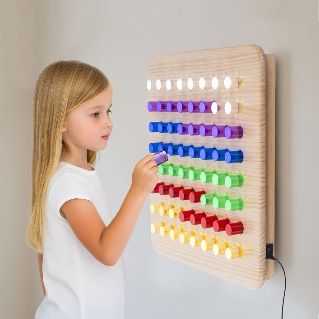LED Sensory Peg Board – Wall-Mount Acrylic Panel with 64 Pegs for Kids’ Interactive Play