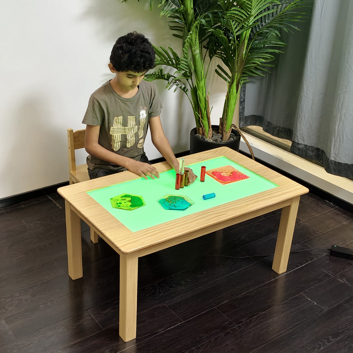 "36'' x 22'' Rainbow Sensory Light Table – Interactive 5-Color LED Table for Kids, Ideal for Sensory Rooms, Classrooms & Preschools"