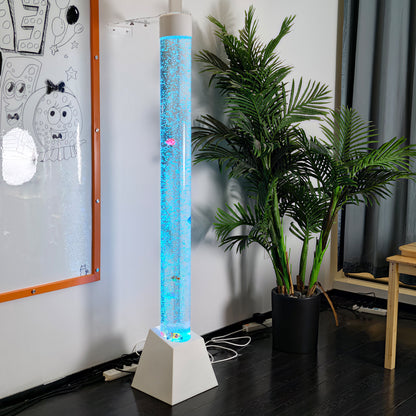 70.9" Acrylic Sensory Bubble Tube Lamp with Trapezoid Base, Remote Control & Color-Changing LED Lights – Calming Water Bubble Light for Therapy & Home Décor