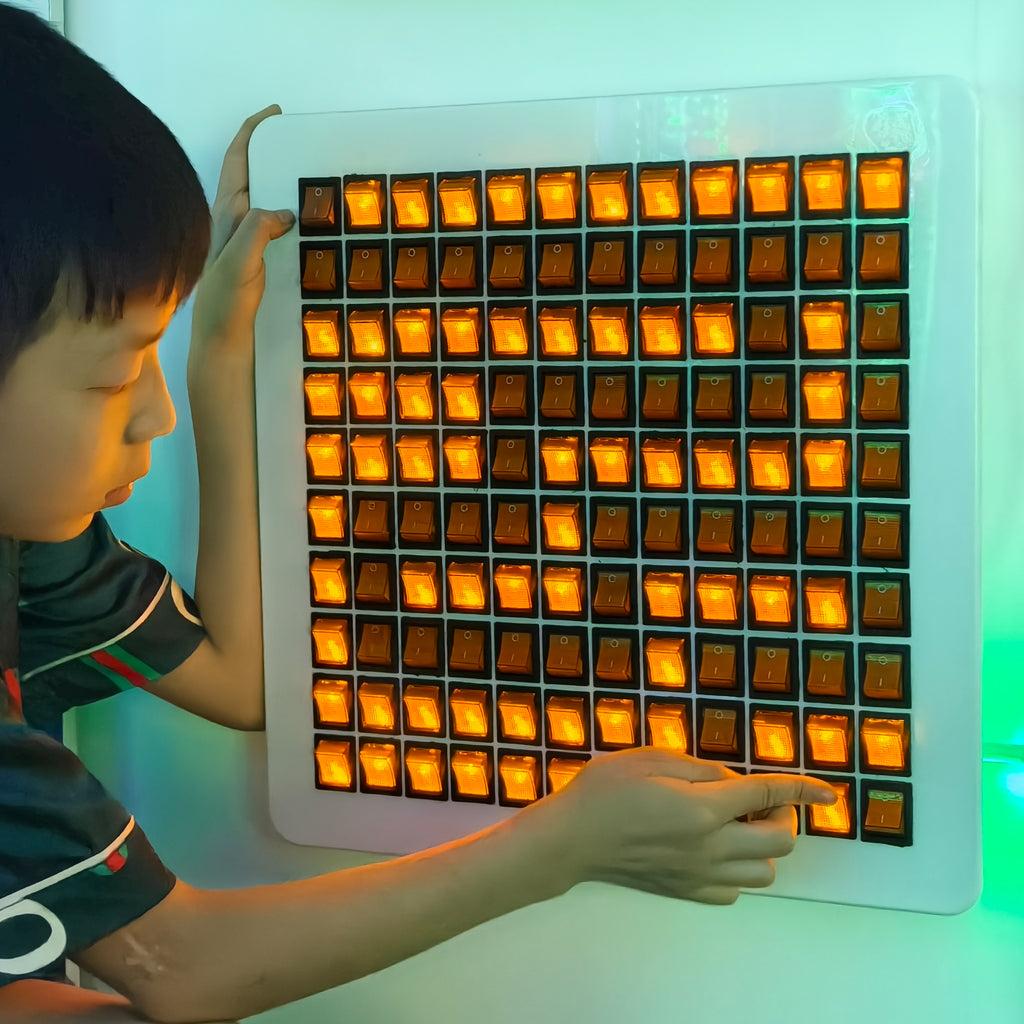 Interactive LED Sensory Switch Board for Kids | Montessori Busy Box | STEM Learning Toy for Coordination & Development"