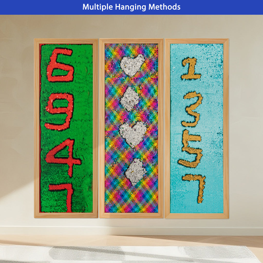 Narrow Color Flip Sequin Wall Panels – 3pc Sensory Boards with Wooden Frames for Home, Classrooms & Therapy