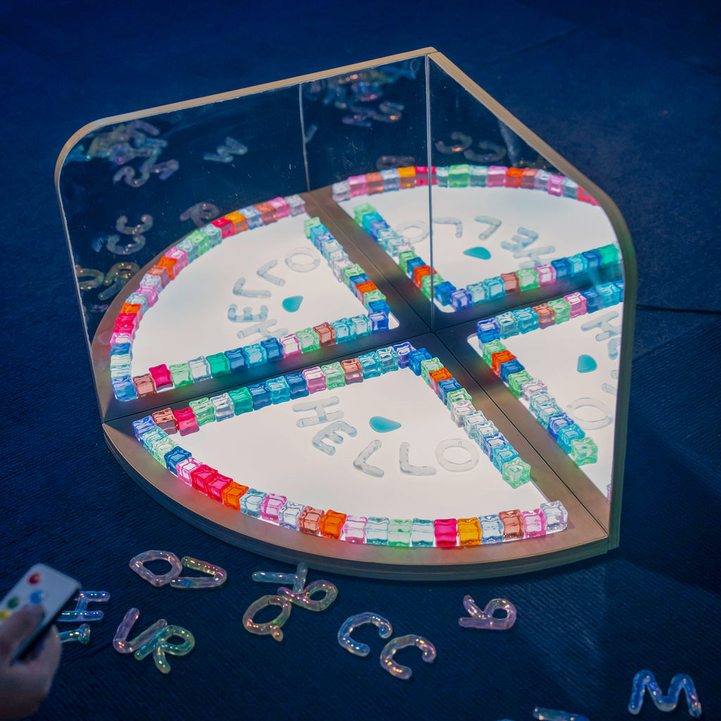 LED Sensory Corner Table – Color-Changing Kids Play Surface with Mirrors for Therapy & Learning