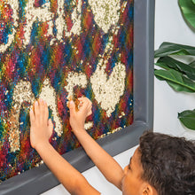 Rainbow Glow Sensory Sequin Board – 33"x33" Interactive Touch Panel with Padded Grey Frame