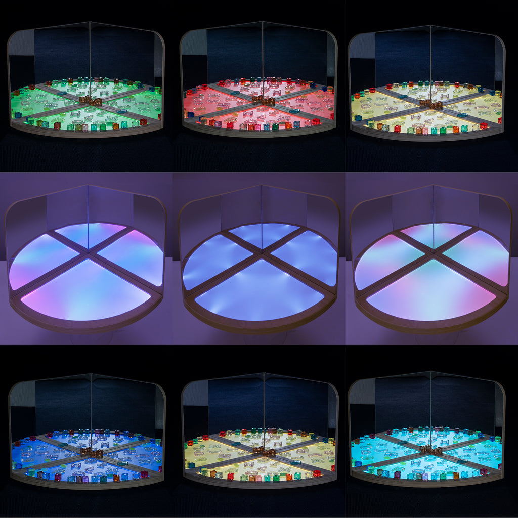 LED Sensory Corner Table – Color-Changing Kids Play Surface with Mirrors for Therapy & Learning