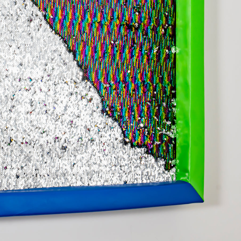 Rainbow Glow Sensory Sequin Board – 33"x33" Interactive Touch Panel with Padded Rainbow Frame