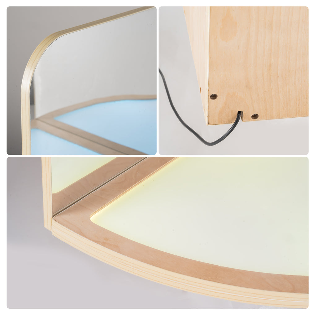 LED Sensory Corner Table – Color-Changing Kids Play Surface with Mirrors for Therapy & Learning