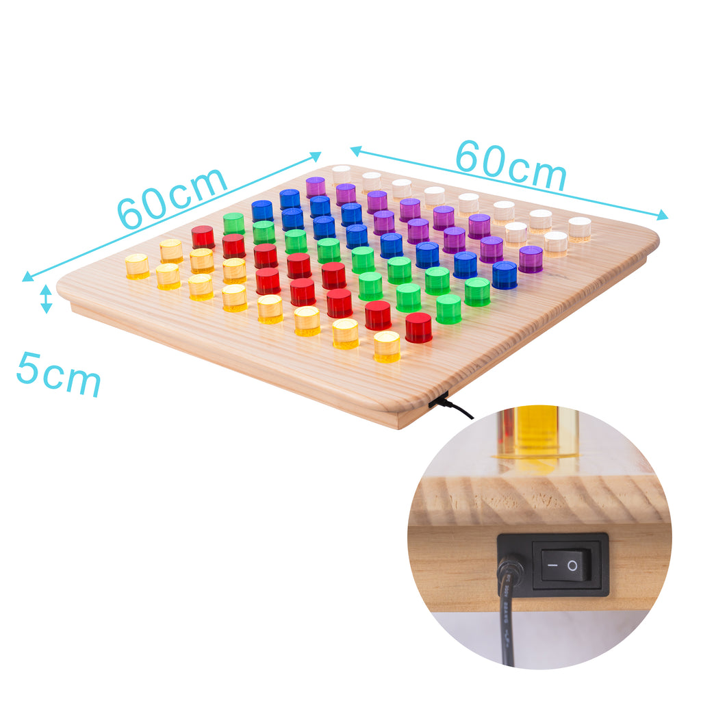LED Sensory Peg Board – Wall-Mount Acrylic Panel with 64 Pegs for Kids’ Interactive Play