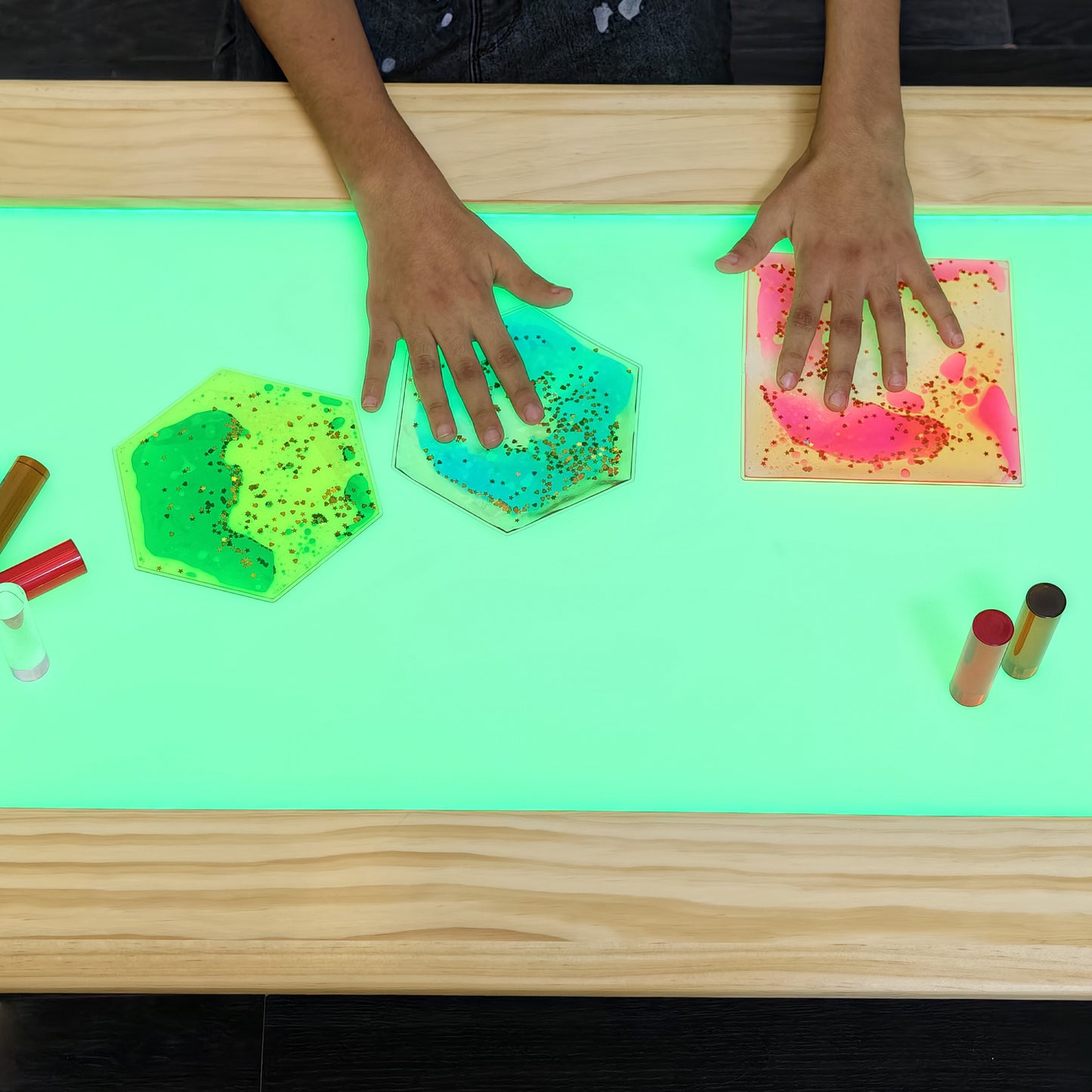 "36'' x 22'' Rainbow Sensory Light Table – Interactive 5-Color LED Table for Kids, Ideal for Sensory Rooms, Classrooms & Preschools"