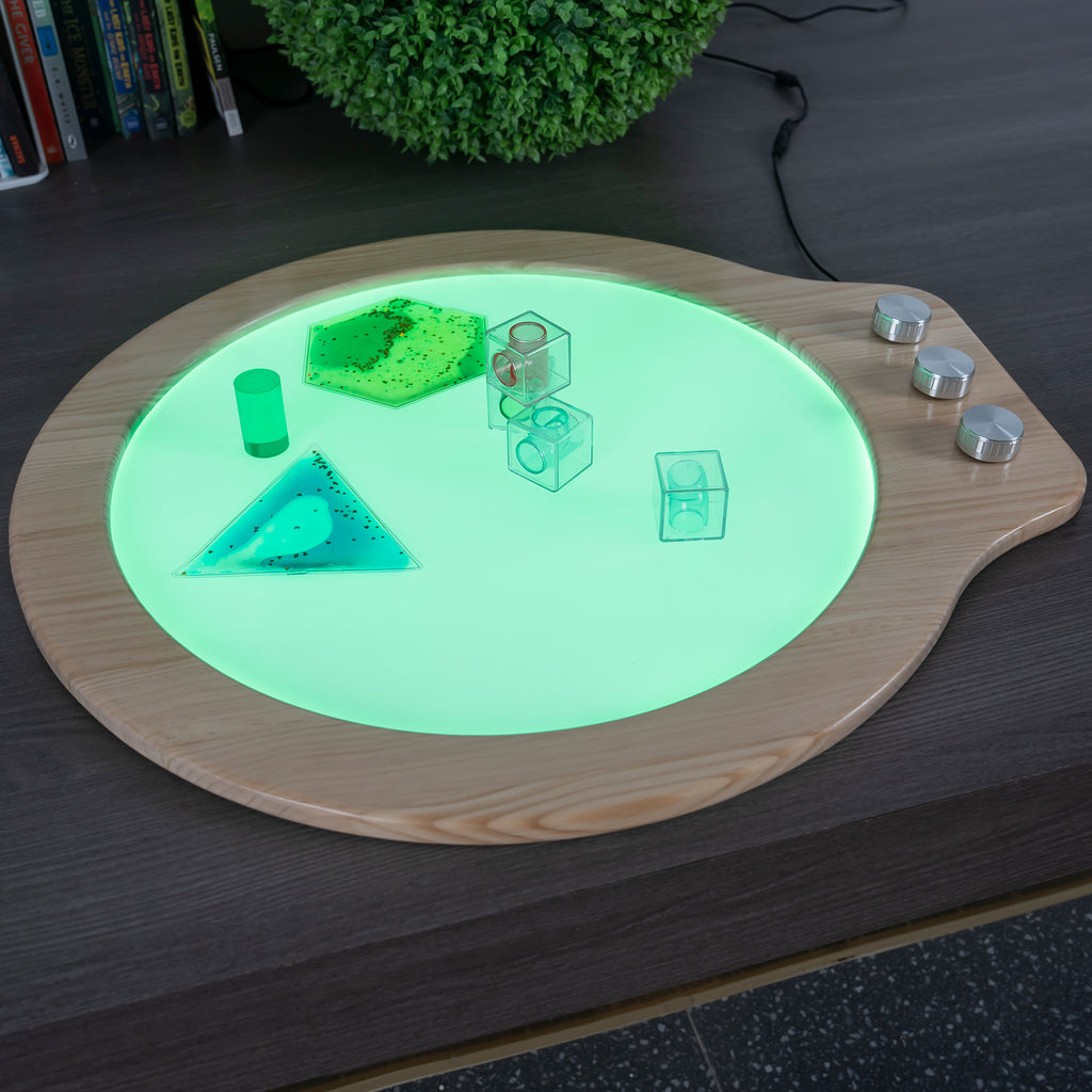 Rainbow Glow Sensory Light Pad – 26" Round RGB Spin Board for Kids’ Color & Visual Play