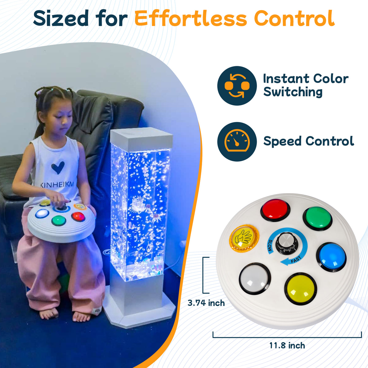 Rechargeable Button Controller 2.0 – Universal Remote for Bubble Tube, Bubble Wall Lights & Galaxy Fiber Optic Lamp