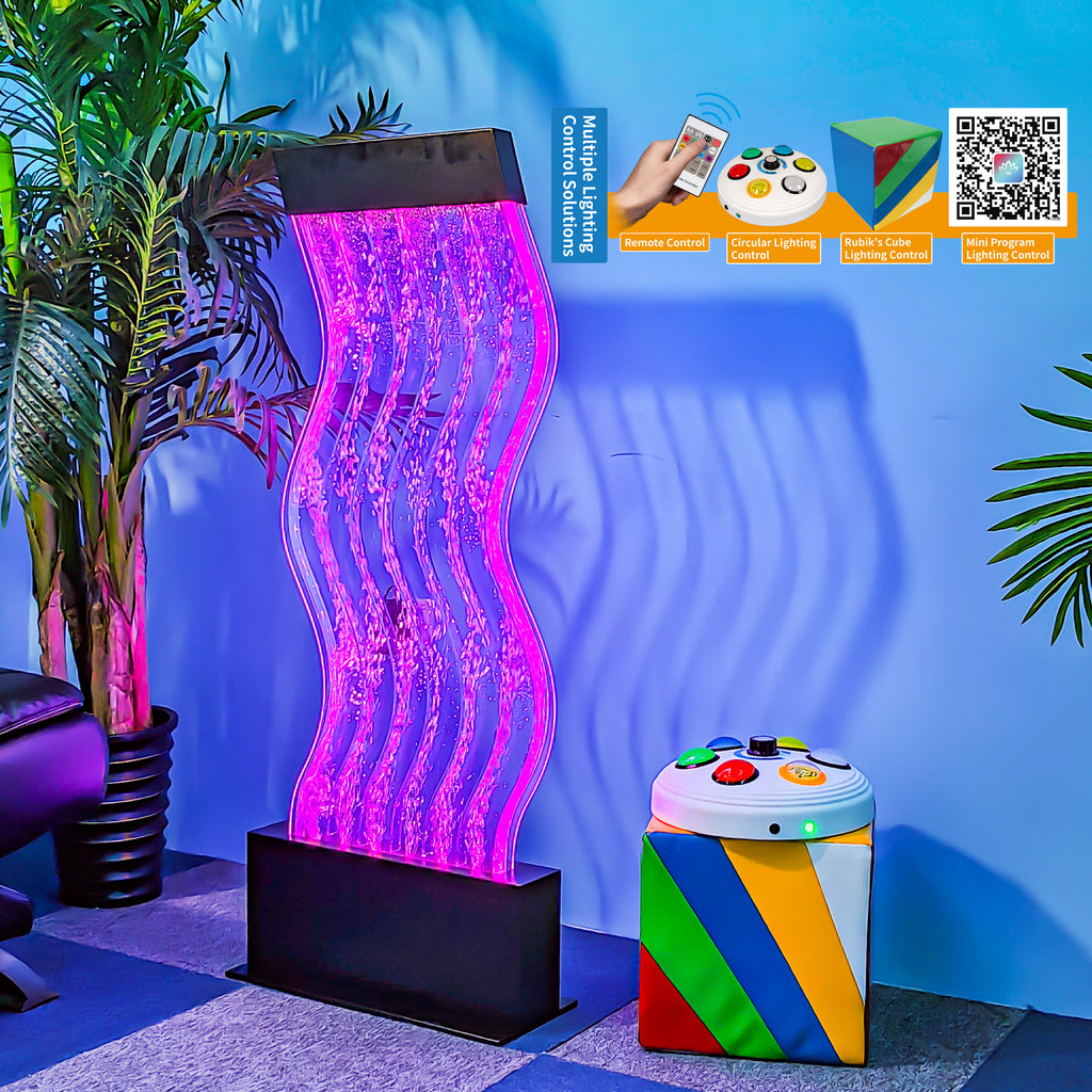 S-Curved LED Wave Bubble Wall – Sensory Water Panel for Sensory Rooms, Schools & Public Spaces