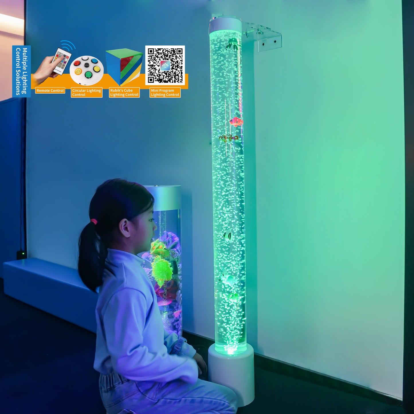4FT Sensory Bubble Tube Lamp with LED Color-Changing Light