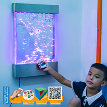 16″ × 24″ Stainless Steel LED Bubble Wall with Fish – Indoor Sensory Water Wall for Kids & Therapy Rooms (Round Display)