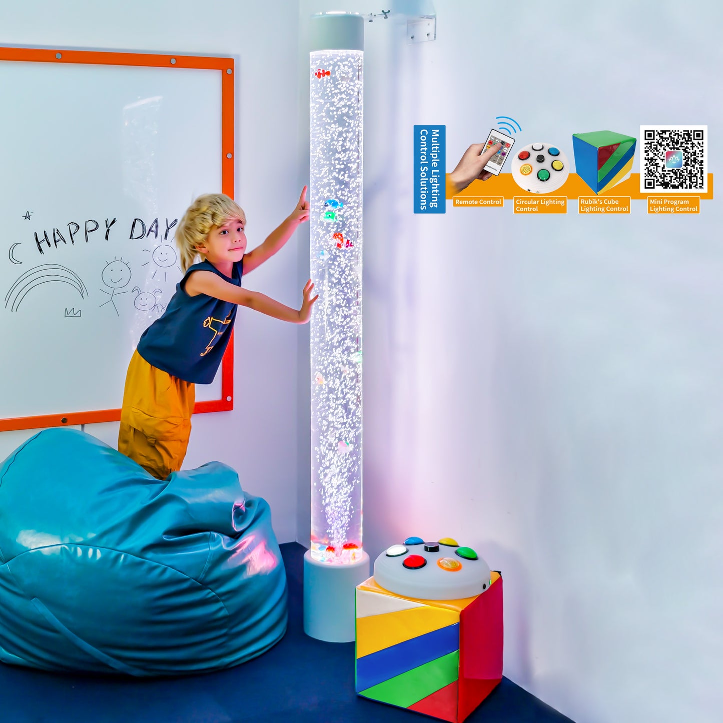Extra-Large 6FT Sensory Bubble Fish Tube with Remote Control