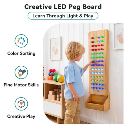 Small Wall-Mounted Sensory Light Peg Board – Creative LED Wall Toy For Sensory Room & Home