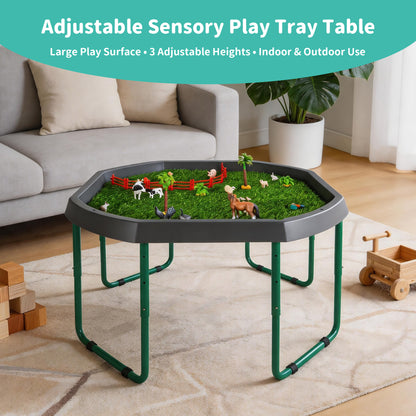 Adjustable Tuff Tray Sensory Activity Table with Stand & Artificial Turf Mat – 120cm Kids' Play & Learning Tray