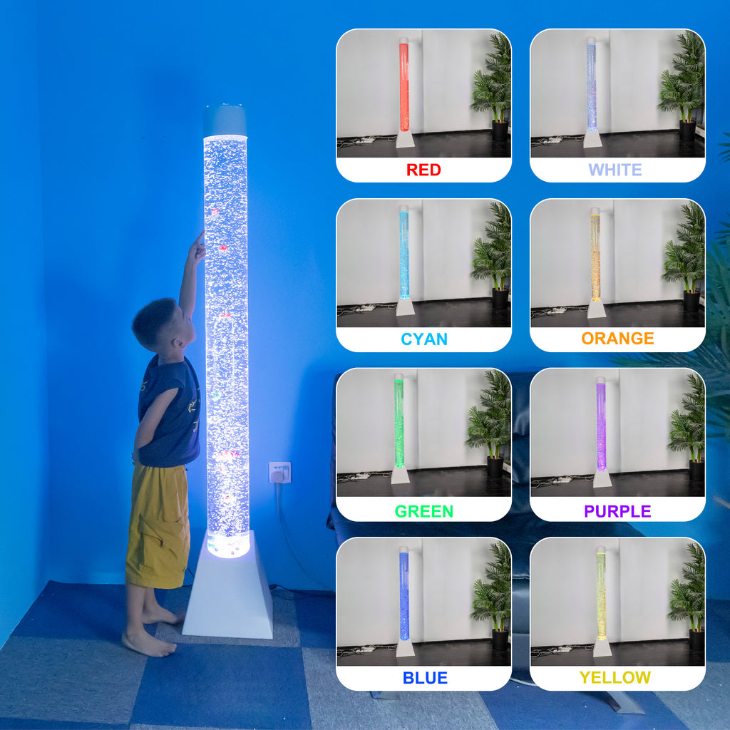 70.9" Acrylic Sensory Bubble Tube Lamp with Trapezoid Base, Remote Control & Color-Changing LED Lights – Calming Water Bubble Light for Therapy & Home Décor