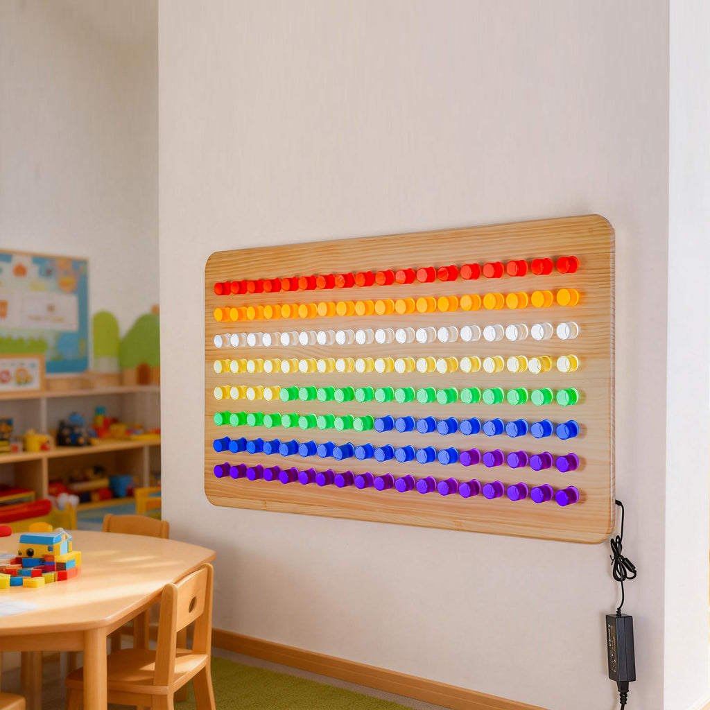 Wall-Mounted LED Sensory Peg Board – Interactive Light & Color Learning Panel