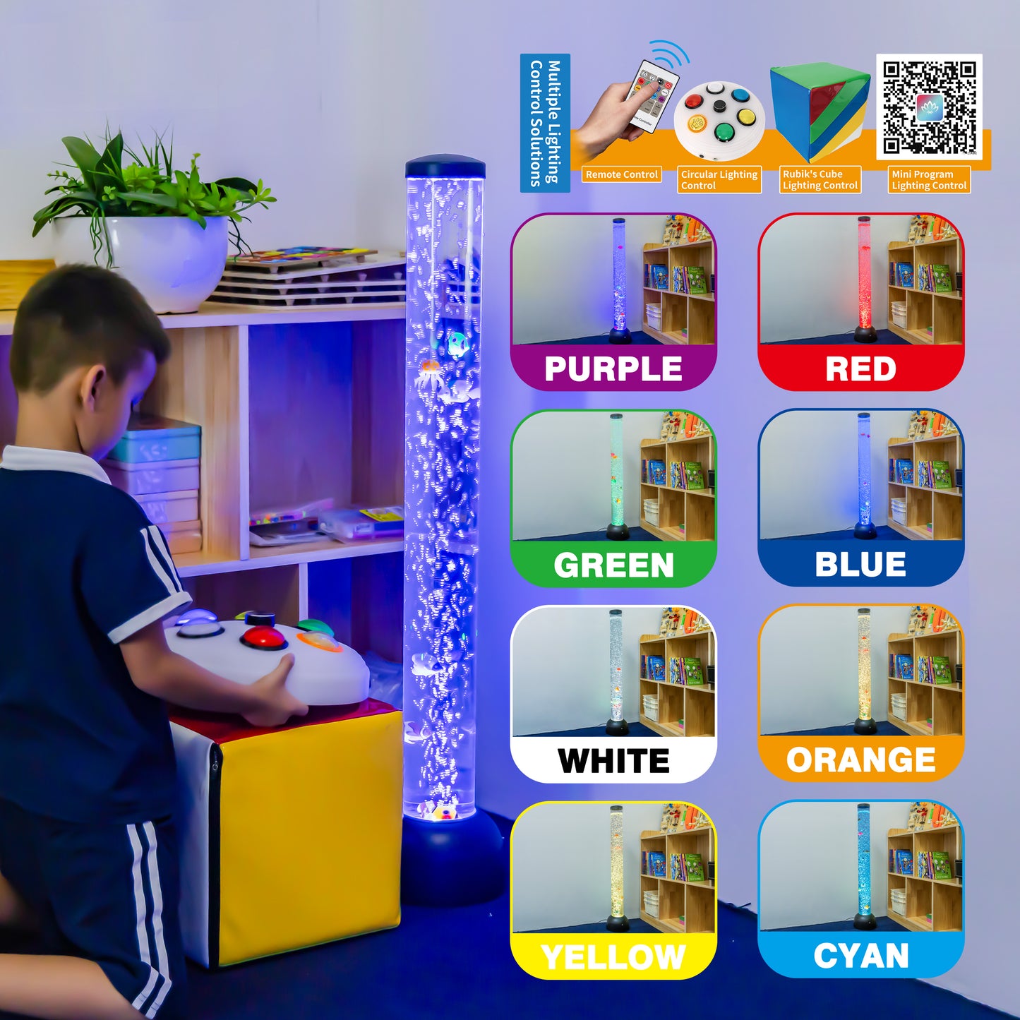 3.3ft Sensory Bubble Fish Aquarium Lamp with Remote