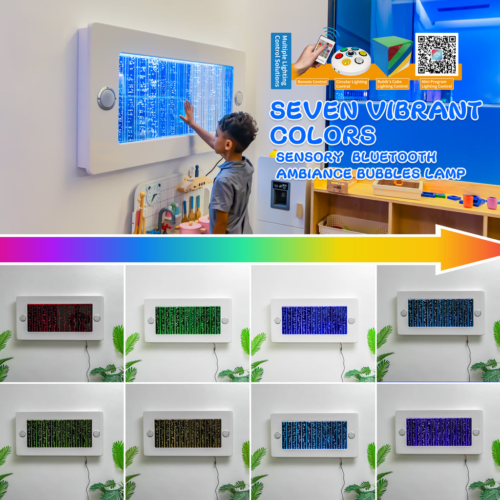 4ft LED Sensory Bubble Wall with Bluetooth Speaker – Wall-Mounted Calming Water Panel