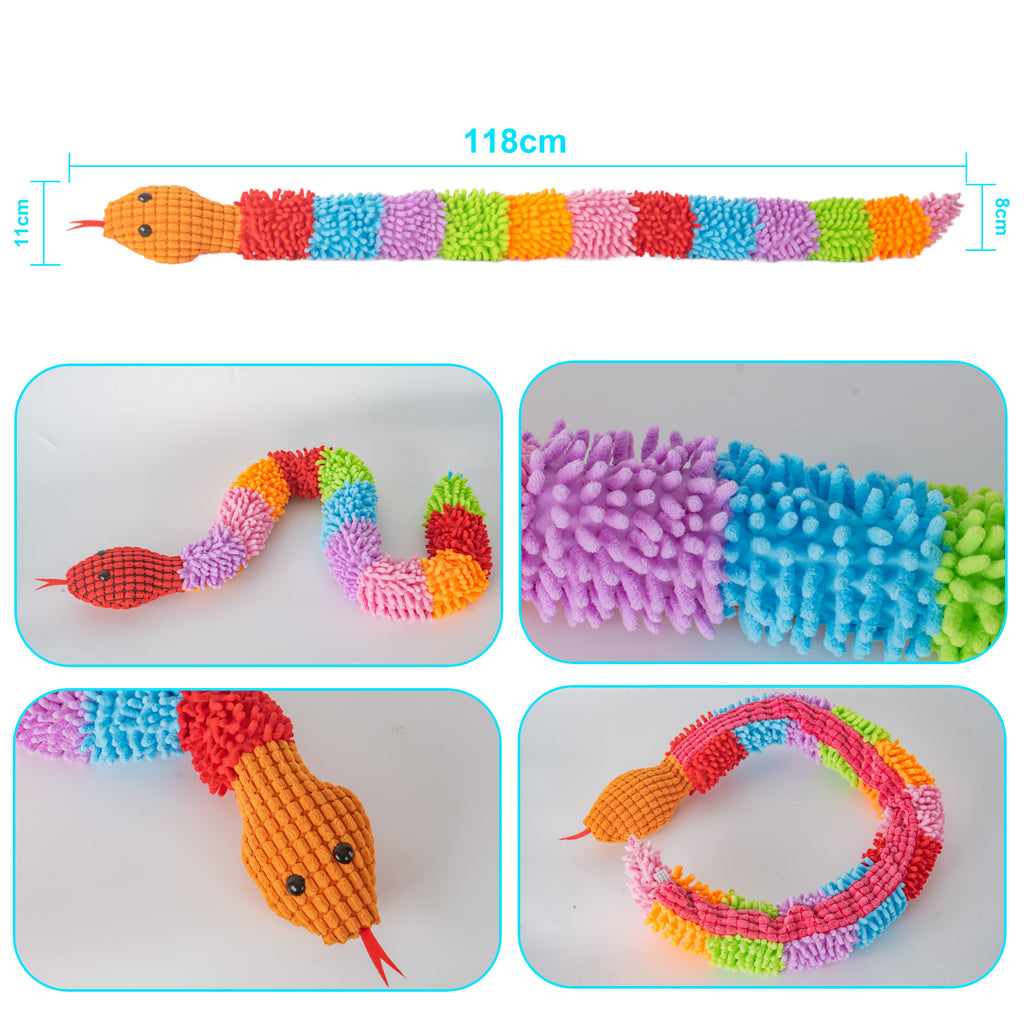 42” Bendable Sensory Snake Plush Toy – Multi-Texture Fidget for Tactile Play & OT Therapy