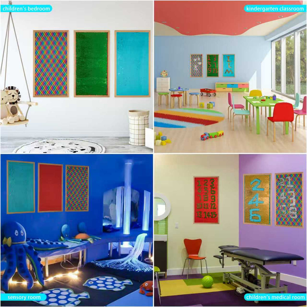 3-Piece Sensory Wall Panels – 43x23 Boards with Wooden Frame for Kids, Therapy Rooms & Classrooms