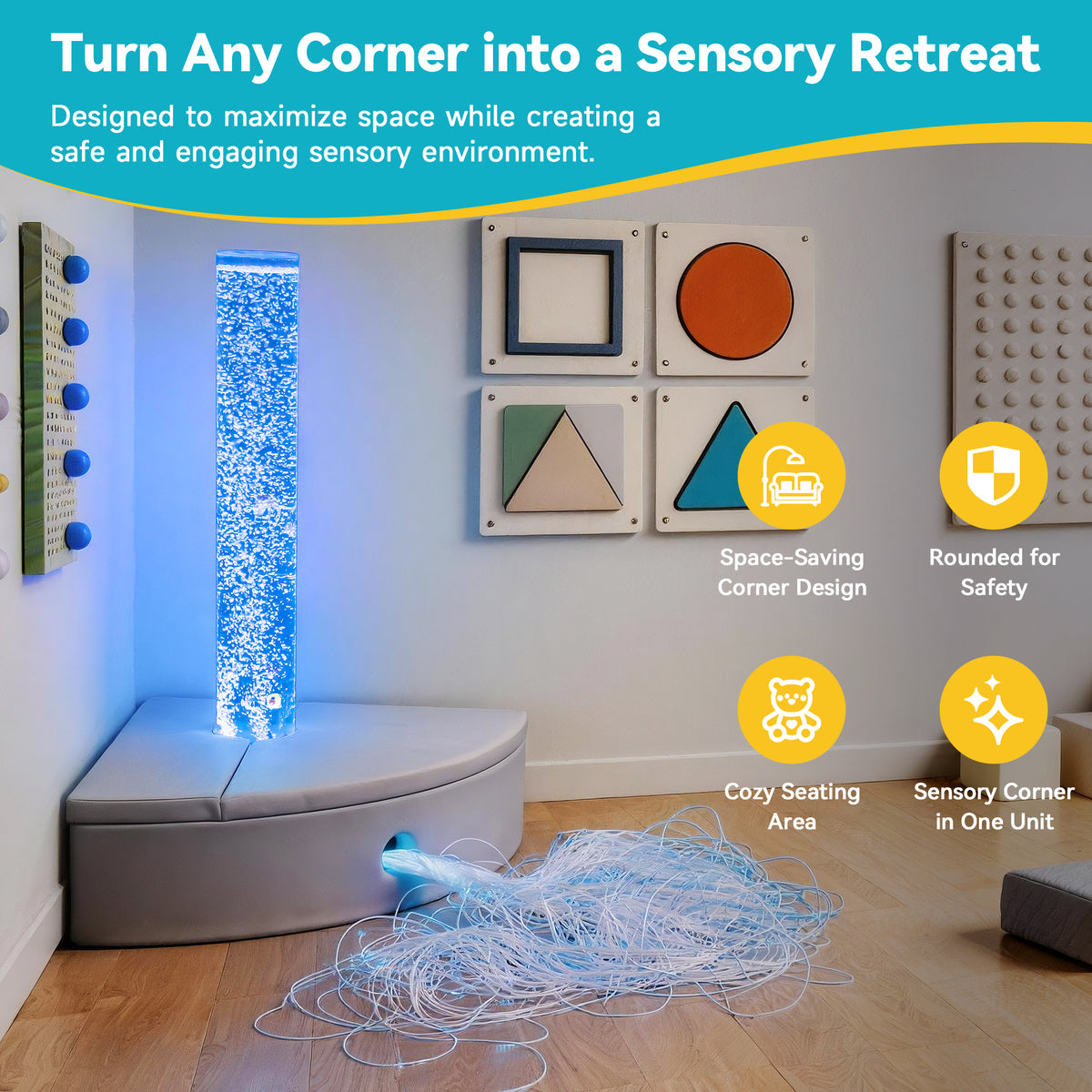 Fiber Optic Bubble Column Sofa – Calming Sensory Training Tool for Kids | Color-Changing LED