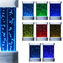 Wall-Mounted LED Bubble Wall Panel (24”×16”) – Stainless Steel Sensory Water Feature with Floating Fish, Vertical Bubble Stripes & Smart App Control