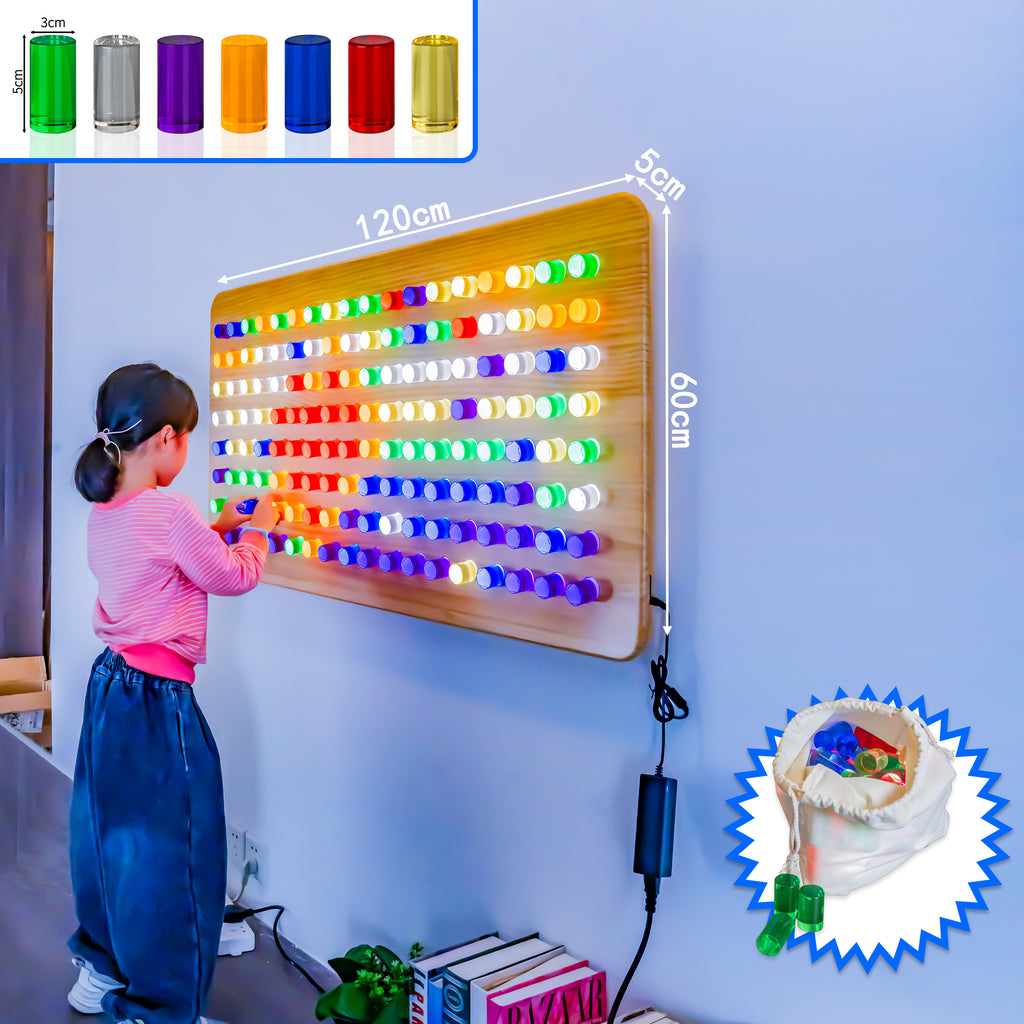 Wall-Mounted LED Sensory Peg Board – Interactive Light & Color Learning Panel