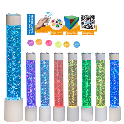 8-Color LED Sensory Bubble Tube Lamp – 110 cm Acrylic Water Column with Floating Fish & Remote Control-Therapy Light fo rSensory & Relaxation Décor