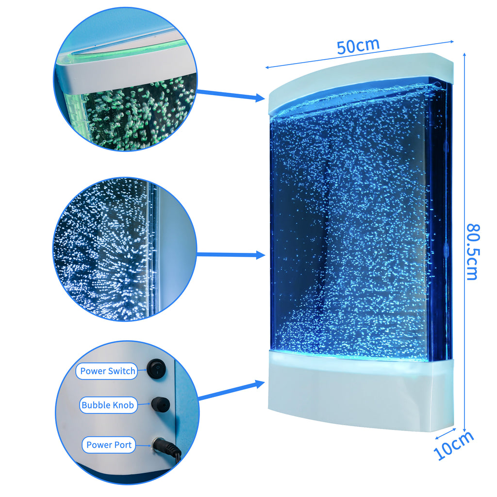 Sensory LED Bubble Wall Panel – Color-Changing Curved Water Feature with Remote | 8-Color Dancing Bubbles for Sensory Room, Home & Classroom