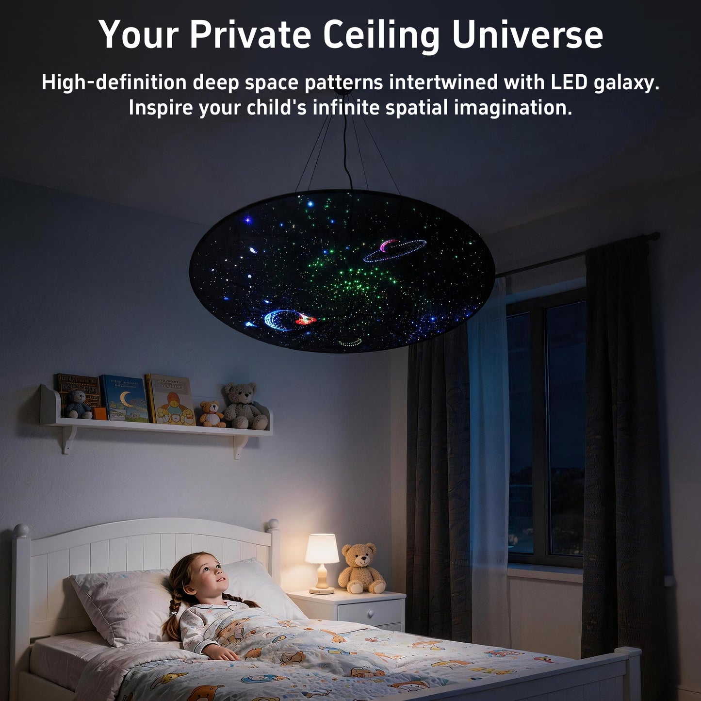 Galaxy Fiber Optic Ceiling Light for Sensory Rooms – Starry Sky LED Ceiling Lamp with 7-Color Lighting Modes
