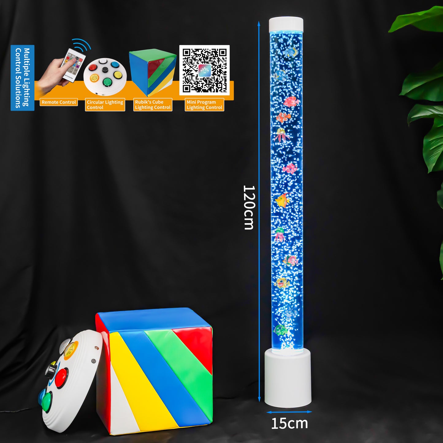 4FT Sensory Bubble Tube Lamp with LED Color-Changing Light