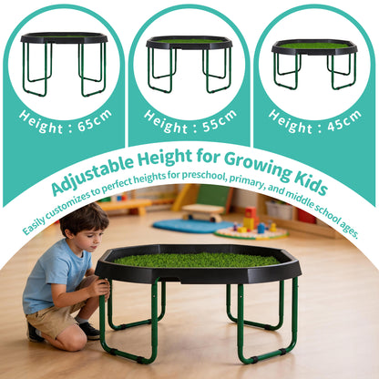 Adjustable Tuff Tray Sensory Activity Table with Stand & Artificial Turf Mat – 120cm Kids' Play & Learning Tray