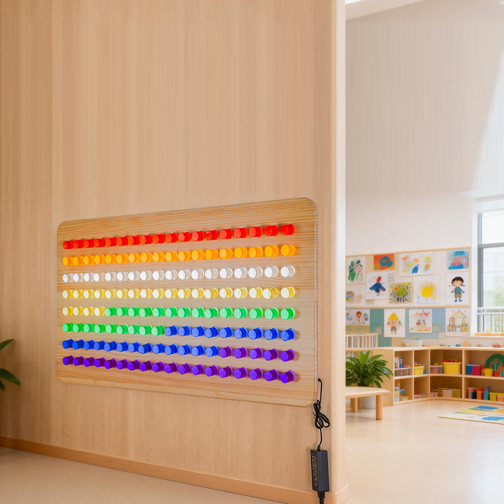 Wall-Mounted LED Sensory Peg Board – Interactive Light & Color Learning Panel