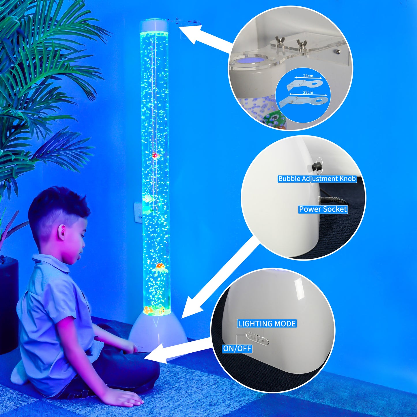 41.3" Sensory Bubble Tube Lamp with Floating Fish