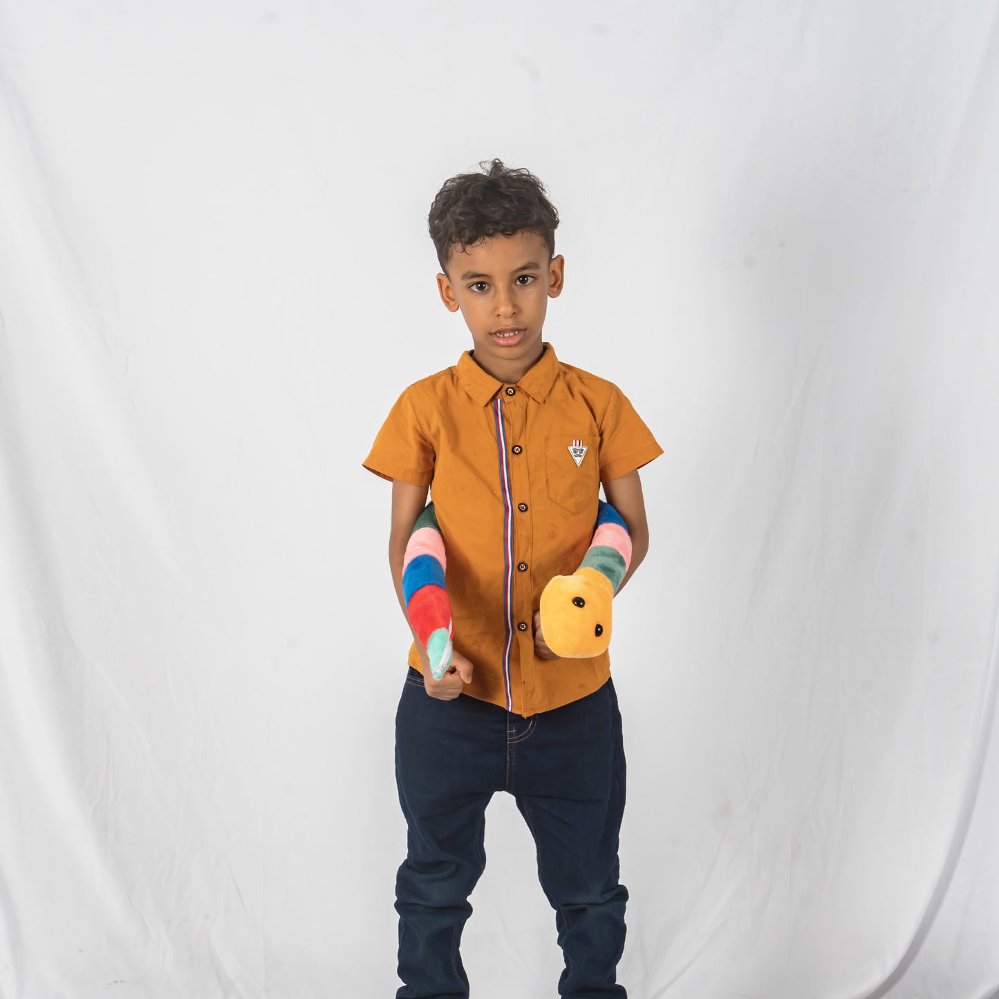 Bendable Sensory Snake Plush – 42" Fidget Toy for Kids with Multi-Textured Fabric (Short-Haired)