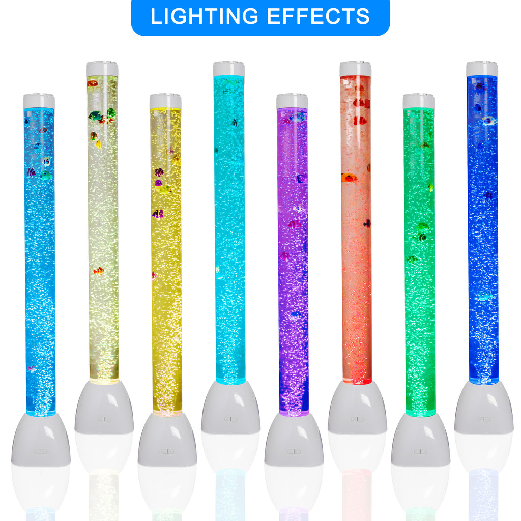 41.3" Sensory Bubble Tube Lamp with Floating Fish – LED Color-Changing Acrylic Column with Remote & App Control for Kids & Sensory Rooms