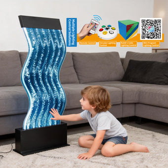 S-Curved LED Wave Bubble Wall – Sensory Water Panel for Sensory Rooms, Schools & Public Spaces