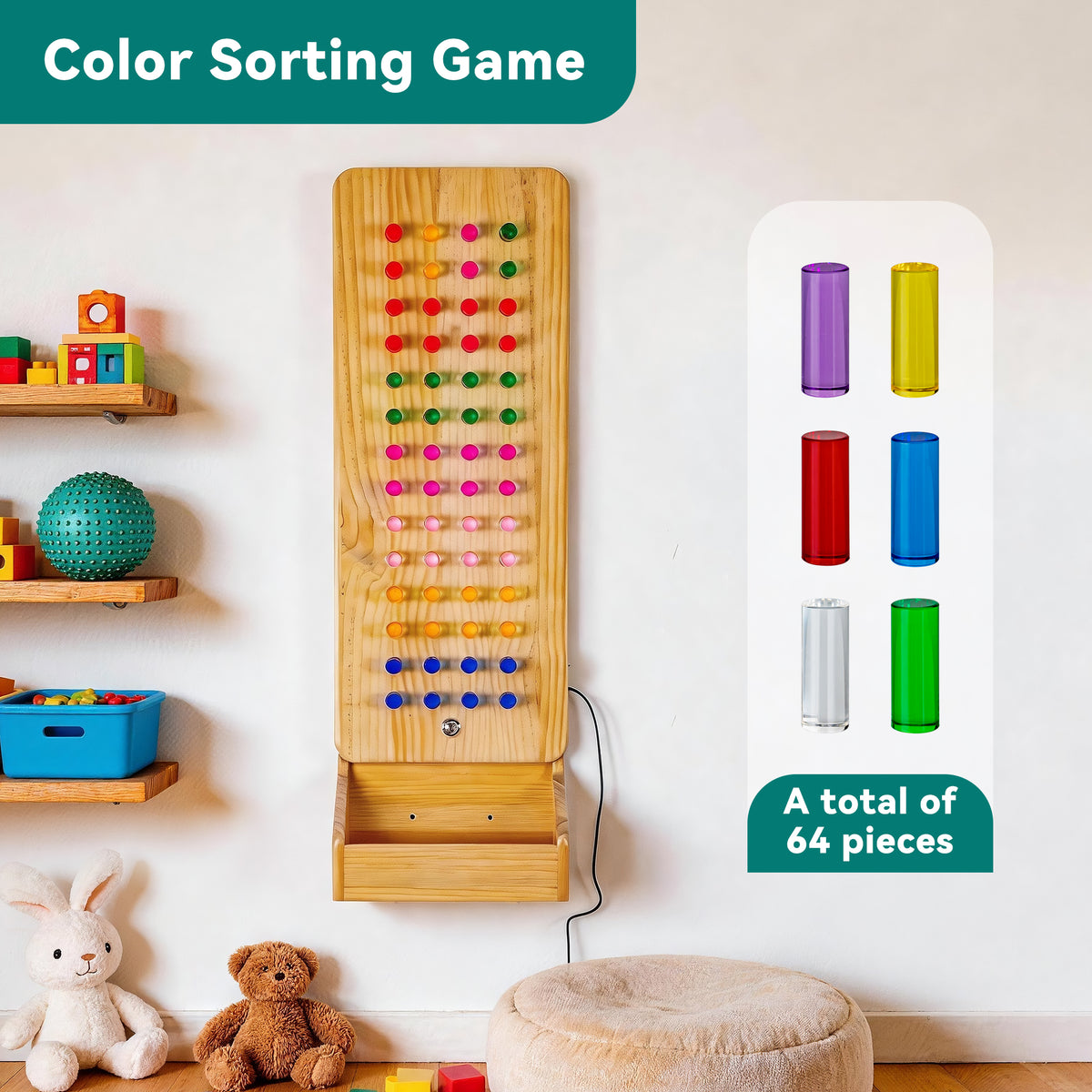 Small Wall-Mounted Sensory Light Peg Board – Creative LED Wall Toy For Sensory Room & Home