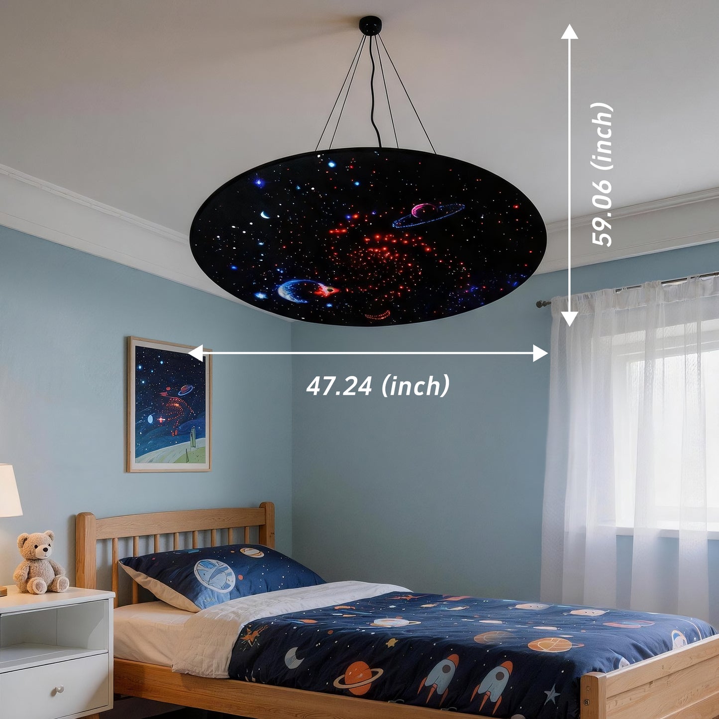Galaxy Fiber Optic Ceiling Light for Sensory Rooms – Starry Sky LED Ceiling Lamp with 7-Color Lighting Modes