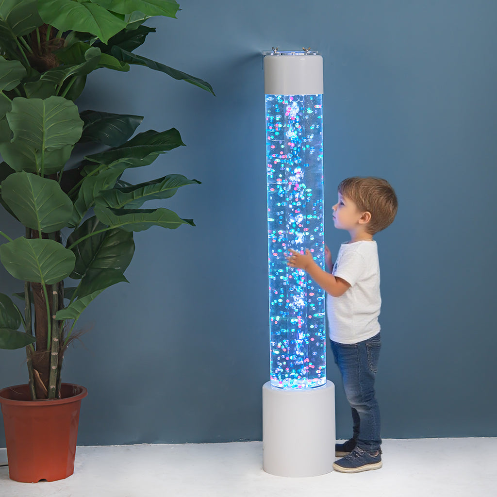 8-Color LED Sensory Bubble Tube Lamp – 110 cm Acrylic Water Column with Floating Fish & Remote Control-Therapy Light fo rSensory & Relaxation Décor
