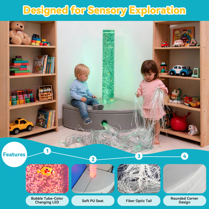 Fiber Optic Bubble Column Sofa – Calming Sensory Training Tool for Kids | Color-Changing LED