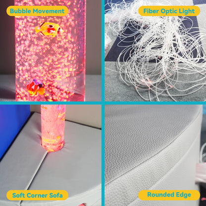 Fiber Optic Bubble Column Sofa – Calming Sensory Training Tool for Kids | Color-Changing LED
