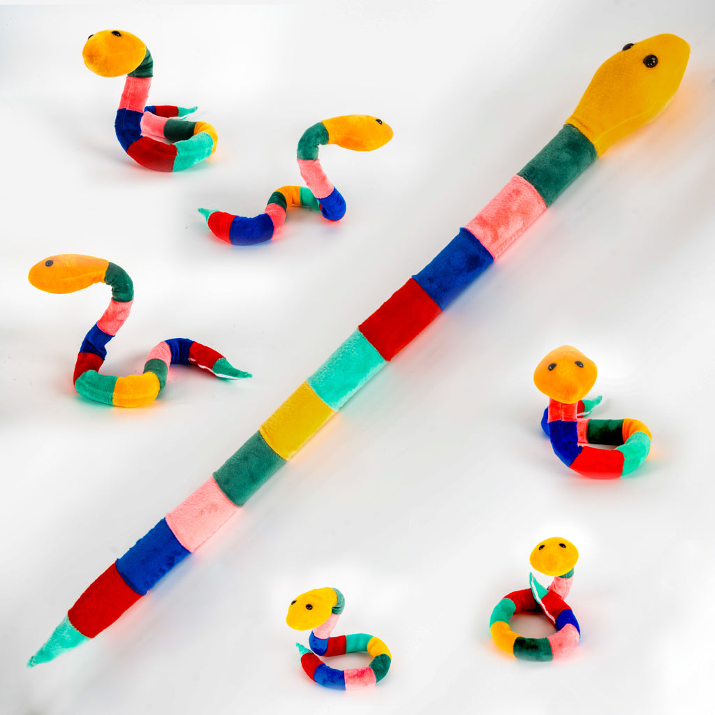 Bendable Sensory Snake Plush – 42" Fidget Toy for Kids with Multi-Textured Fabric (Short-Haired)