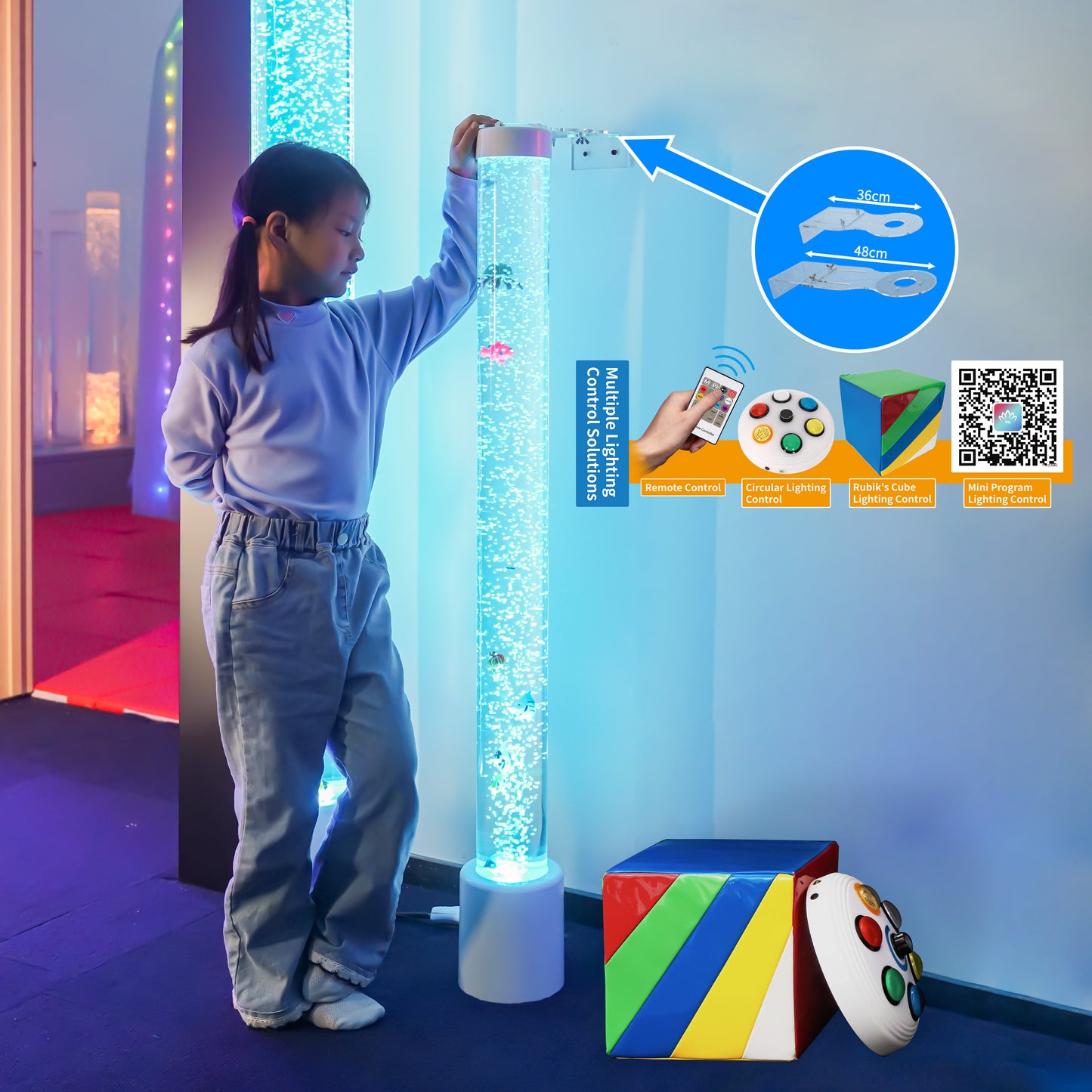 4FT Sensory Bubble Tube Lamp with LED Color-Changing Light