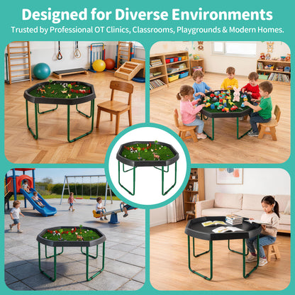 Adjustable Tuff Tray Sensory Activity Table with Stand & Artificial Turf Mat – 120cm Kids' Play & Learning Tray