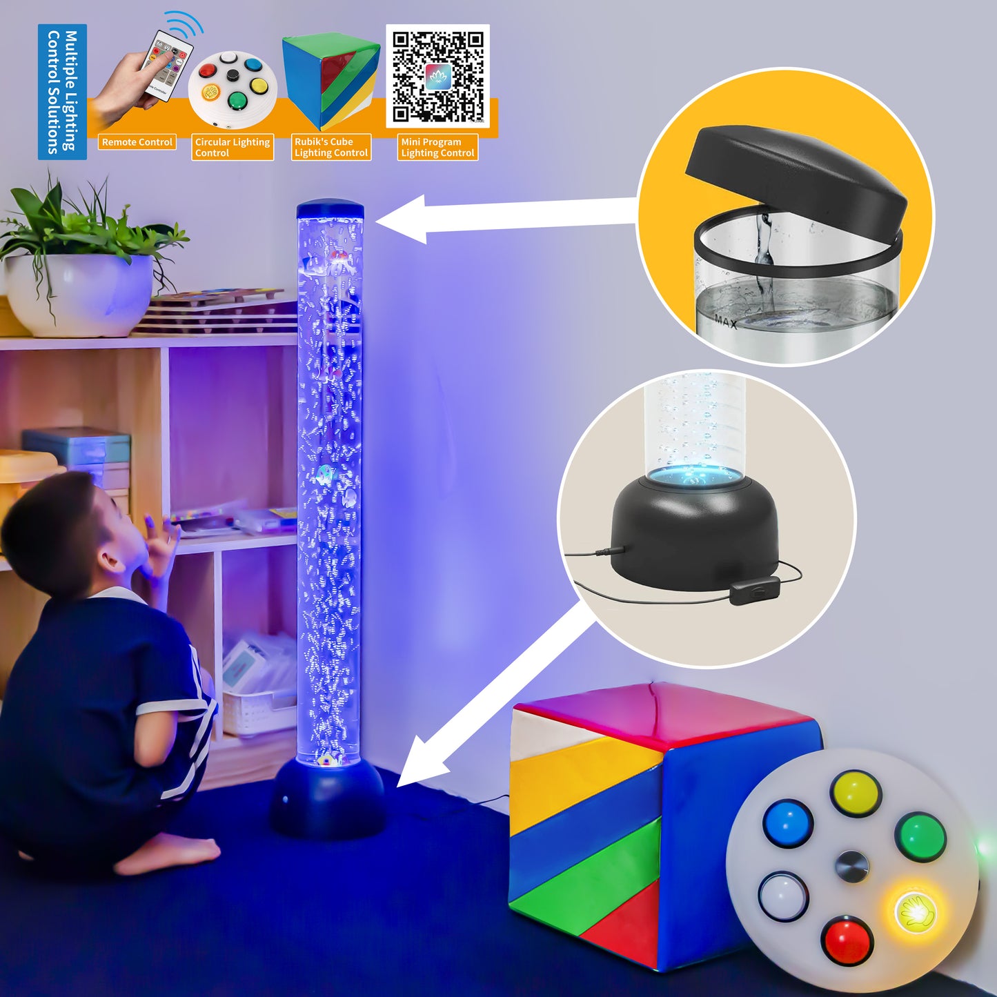 3.3ft Sensory Bubble Fish Aquarium Lamp with Remote